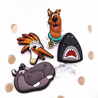 cartoon animals shoe accessories charms shark hippo hound ostrich shoe buckle decoration for croc jibz kids x mas party gifts