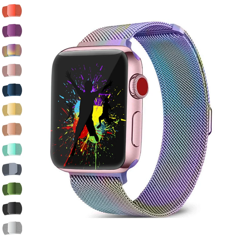 Браслет из нержавеющей стали для apple watch 42 мм 38 мм apple watch 4 5 band 44 мм 40 мм Миланская петля ремешок для iwatch 5/4/3/2/1