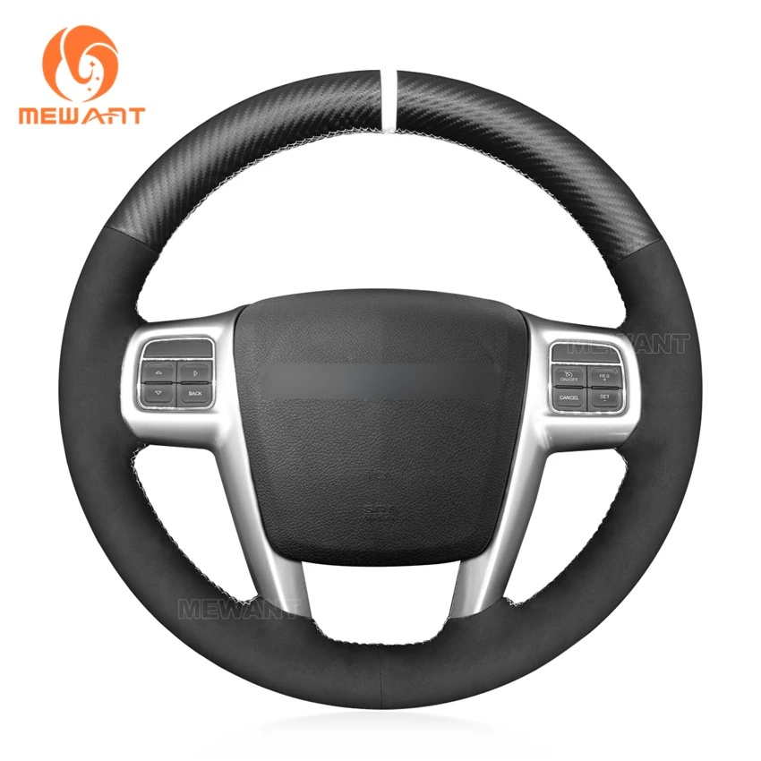 

MEWANT Black Matte PU Carbon Fiber Steering Wheel Cover for Chrysler 200 300C Town and Country Grand Voyager 2011 2012 2013-2016