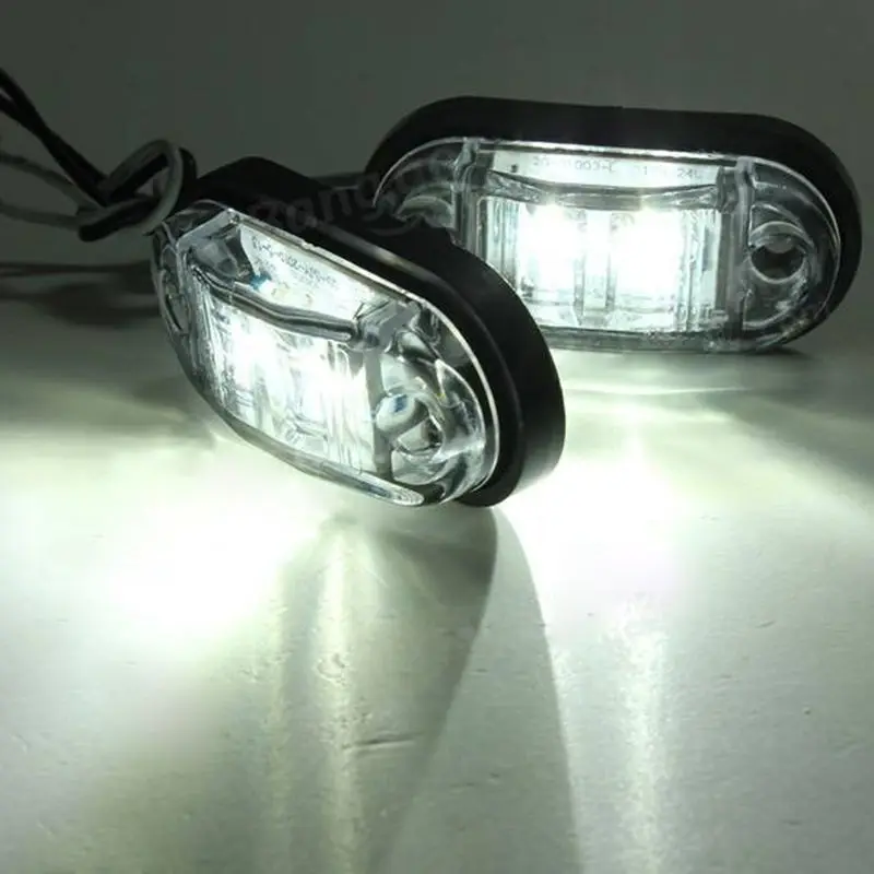 

super 2pcs White Side Marker Lights Clearance Plastic Trailer Waterproof