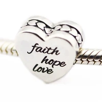 faith hope love heart charms fits original charms bracelets woman diy fashion sterling silver jewelrybeads for jewelry making
