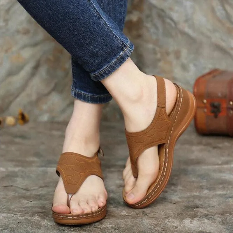 

Women Sandals 2021 New Clip Toe Wedges Shoes For Women Summer Sandalias Beach Casual Heels Sandals Platform Flip Flops