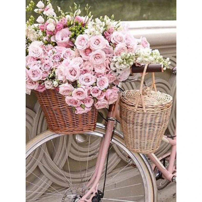 

5D DIY Diamond Painting Landscape Picture Bicycle Flower Scenery Picture Square/Round Diamond Cross Stitch Decoration Art WG3047