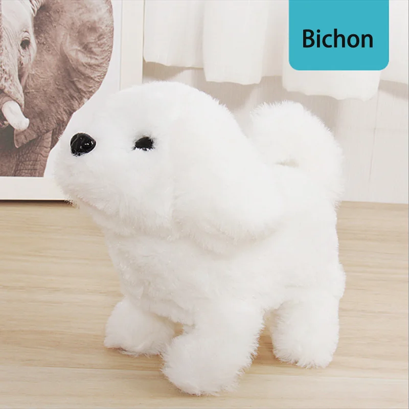 bichon Новинка, электронное управление звуком, собаки, интерактивные электронные домашние животные, робот, собака, лай, прогулки, моделирование, мягкие плюшевые игрушки для детей, детские подарки - Цвет: bichon