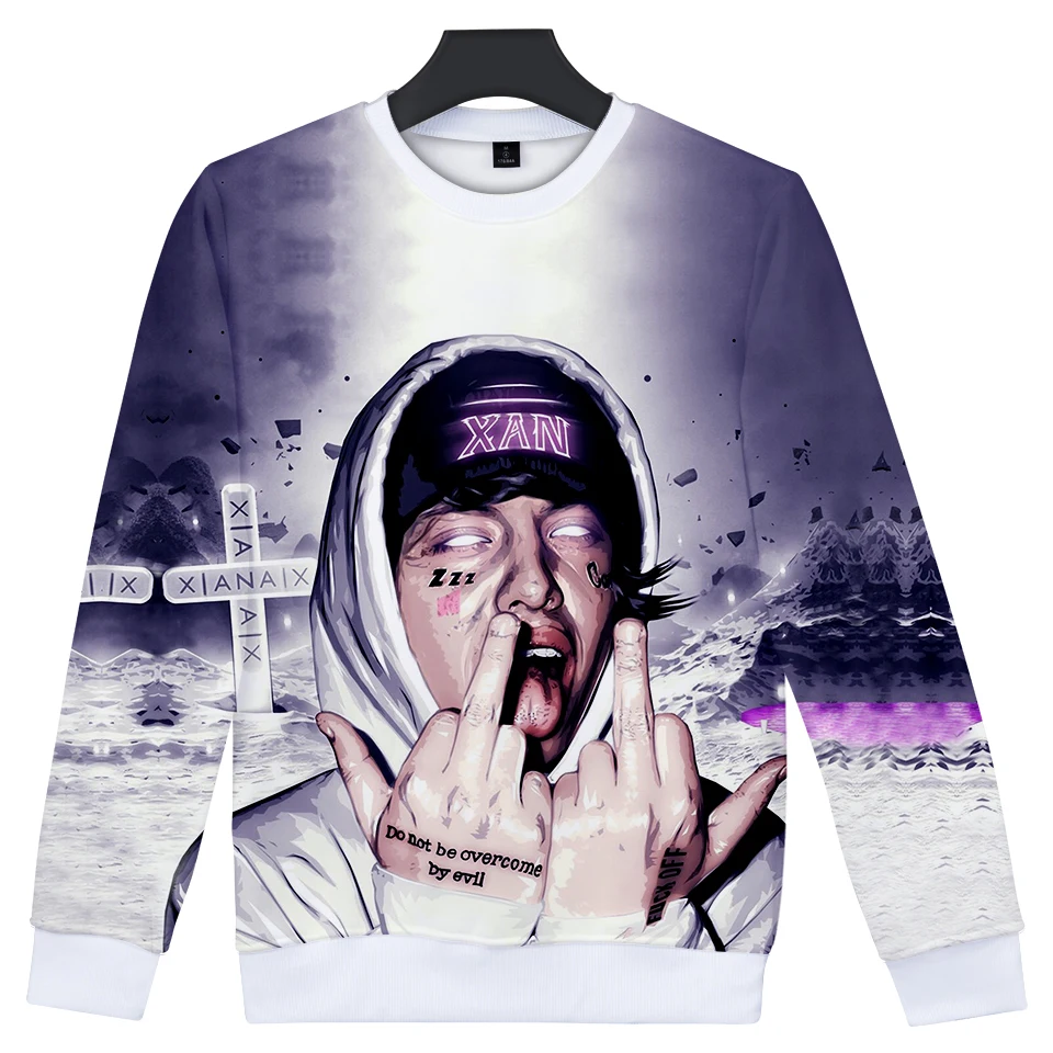 Rapper Lil Xan xanarchia Толстовка-пуловер с принтом зимние осенние мужские/женские