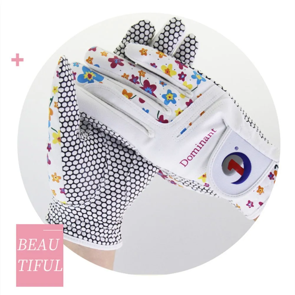 

Golf Glove Women Ladies Cool Leather Both Hand Summer Floral Colorful Printed Premium Breathable For Non Slip Gloves
