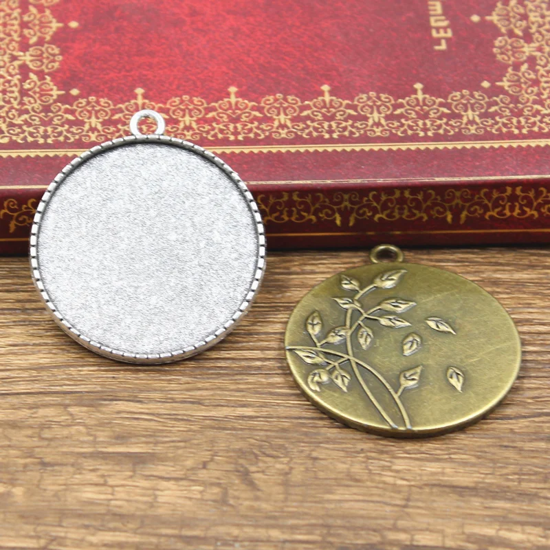 2 шт. подходит для 35 мм Круглый Урожай стеклянный кабошон основа античный