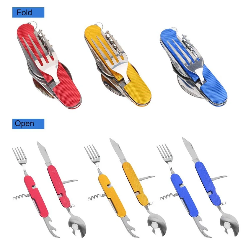 Многофункциональная посуда для кемпинга портативный карманный складной нож