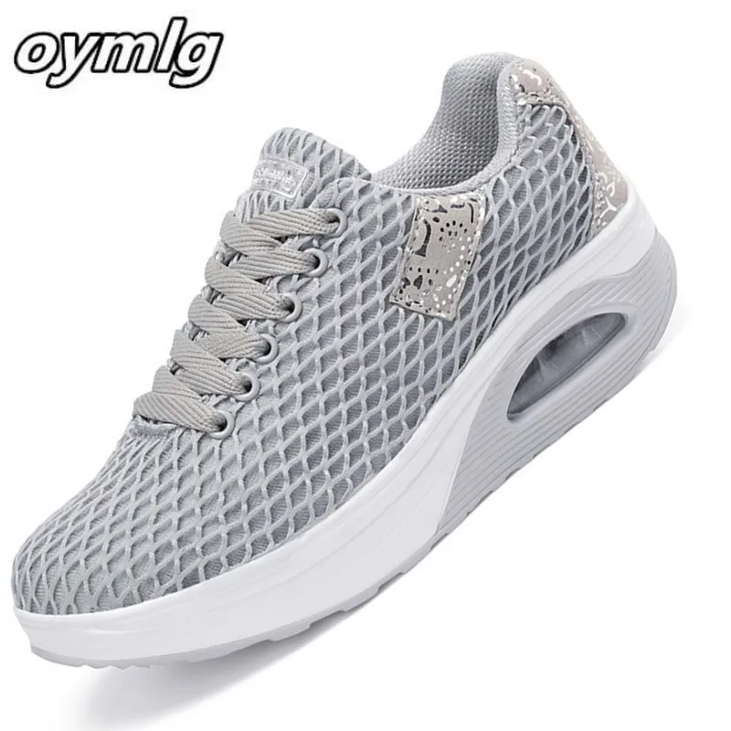

2020 spring autumn plus size women's shoes thick bottom mesh breathable leisure women's muffin shoes 41 mesh breathable shoes