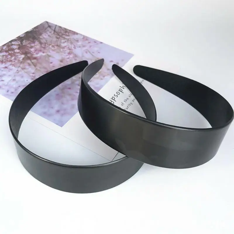 

5pcs DIY Plain Plastic Hair Band 3cm Wide Headband Hoop Hair Accessories Black