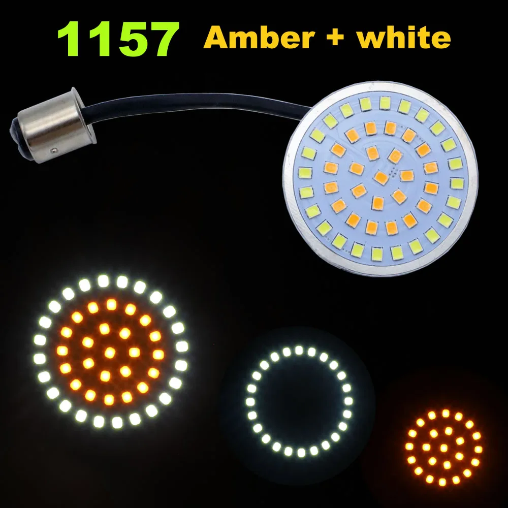 

Motorcycle 2" Bullet Style 1157 LED Inserts Red Turn Signal w/Running Light For Touring Sportster 2014-2017 Dyna 12-17