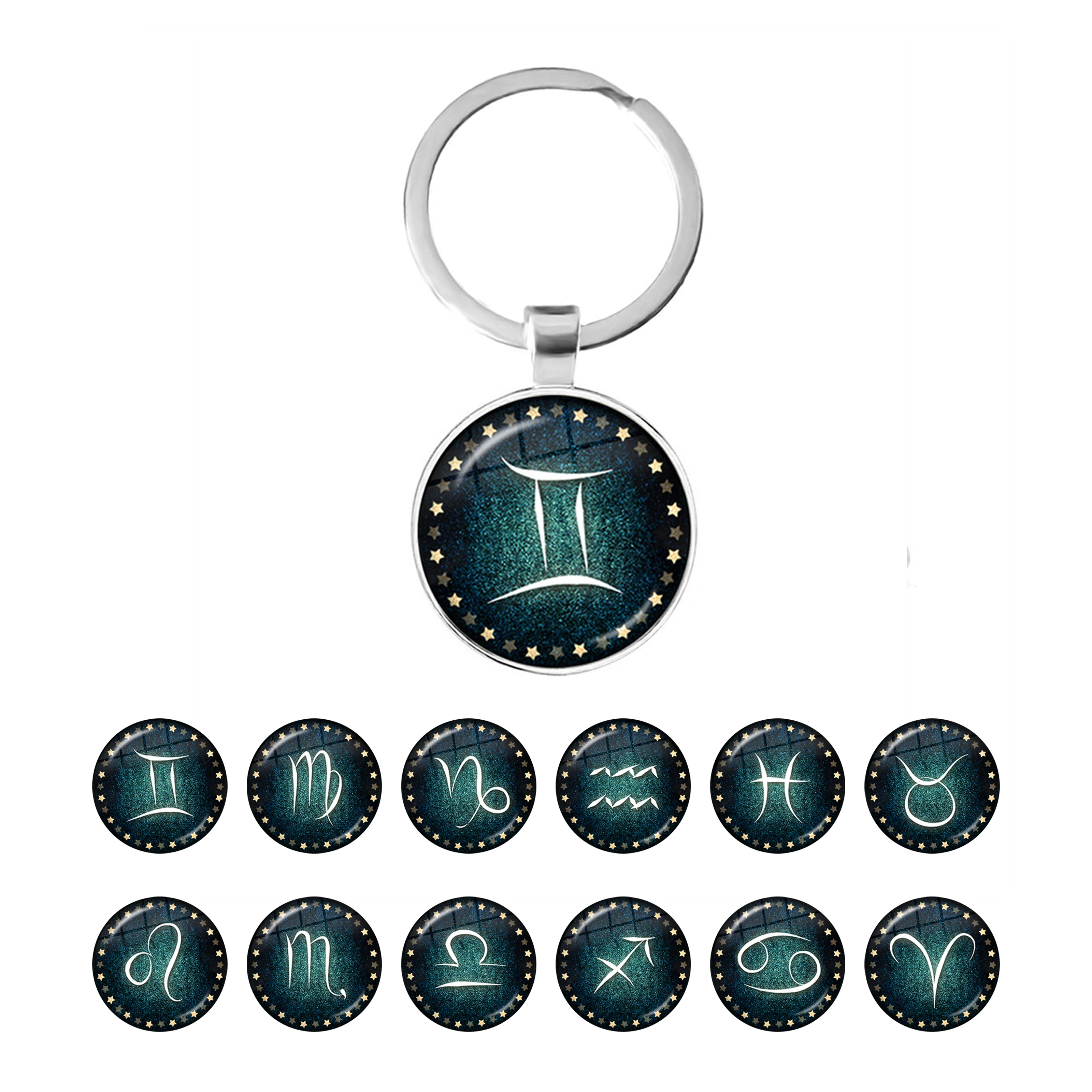 

Aries/Taurus/Gemini/cancer/LEO/Virgo/Libra/Scorpio/Sagittarius/Capricorn/Aquarius/Pisces 12 Constellations Glass Dome Keychain