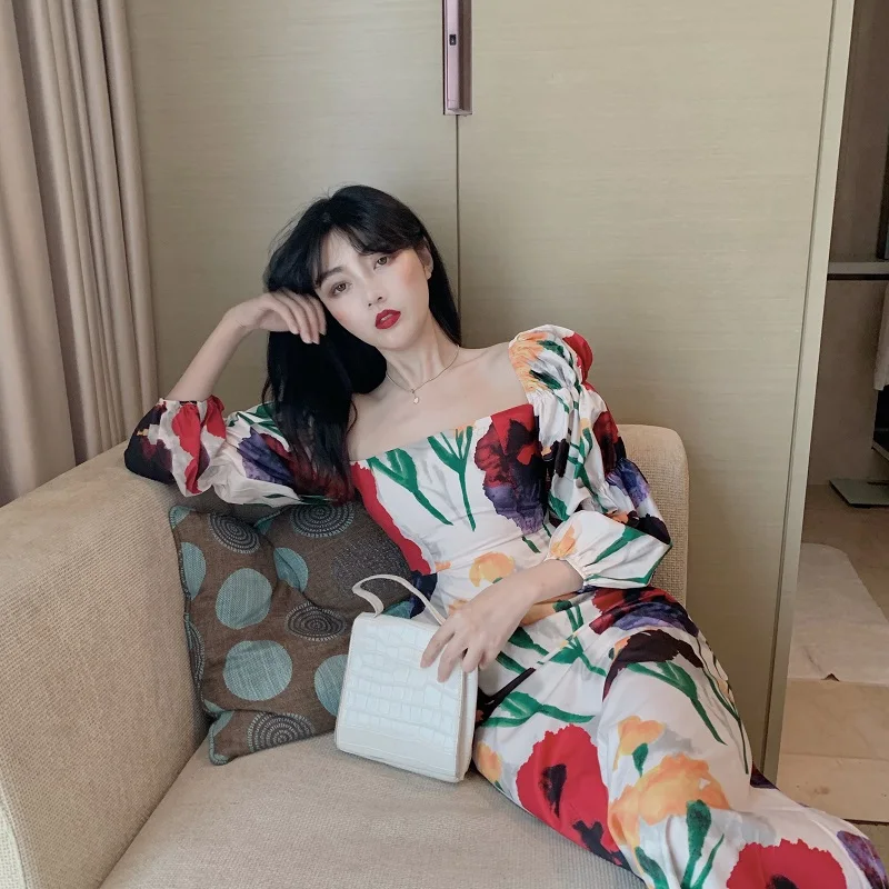 Женское винтажное платье-карандаш элегантные узкие Макси-платья с квадратным