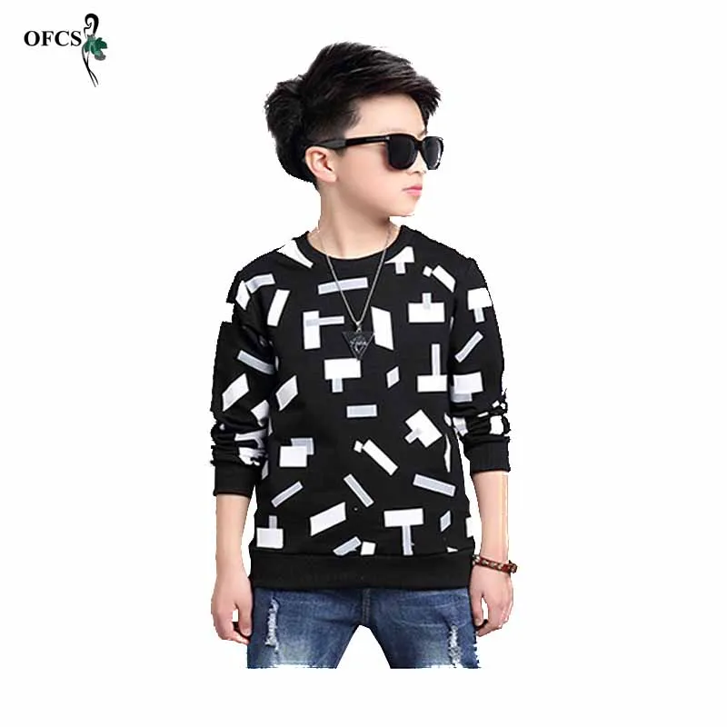 Модные футболки с круглым вырезом и длинными рукавами для мальчиков хлопковый