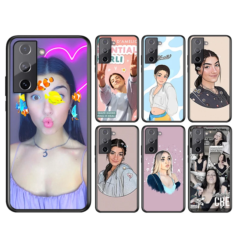 

Charli Damelio For Samsung Galaxy S21 S20FE S10 S10e S9 S8 S7 S6 Ultra Plus Lite Edge 5G Black Soft Phone Case