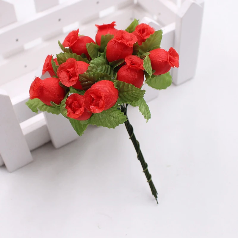 

12PCS/Set Silk Roses Bouquet Diy Garlands Vases For Wedding Home Decoration Artificial Flowers