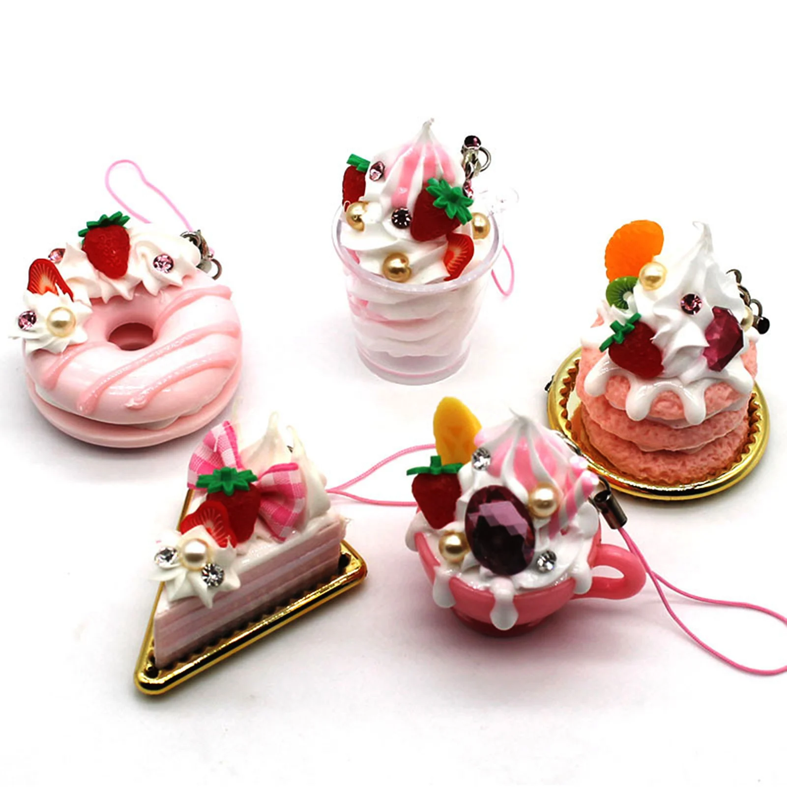 

Gran oferta de Simulation Strawberry Cake Keychain Pendant Mobile Phone Strap Bag Accessories joyera Keychains