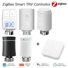 Клапан привода радиатора Tuya ZigBee, умный программируемый термостат, терморегулятор, TRV Голосовое управление через Alexa Google Home