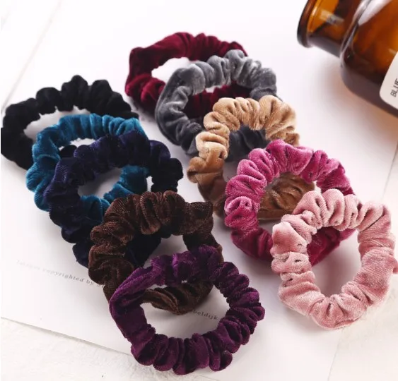 10pcs Mix Color 10 шт./лот, модные женские однотонные мягкие эластичные резинки для волос из кораллового флиса, ободки с конским хвостом, бархатные резинки для волос, аксессуары для волос - Цвет: 10pcs Mix Color