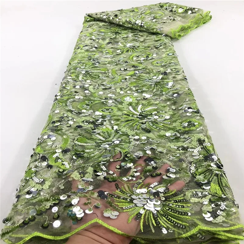 

New Design African Lace Fabric Wholesale French Lace Fabric High Quality Nigerian Tulle Sequins Lace Fabric