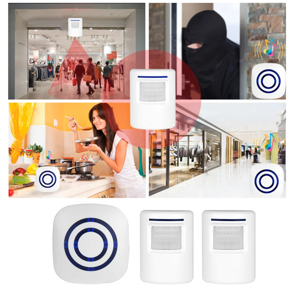 

Wireless Welcome Doorbell Home Protective Alarm Wireless Infrared Doorbell Detector Alarm Visitor Guest Entry Doorbell