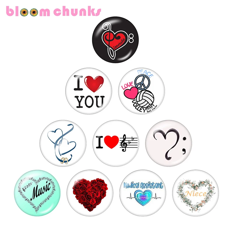 

love music 10pcs mixed 12mm/18mm/20mm/25mm Round photo glass cabochon demo flat back Making findings S5320