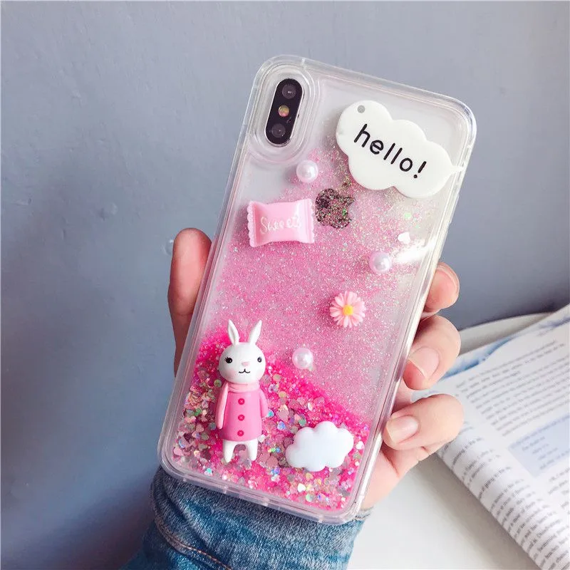 Чехол для samsung Galaxy M30 A10 A30 A50 A70 S10 S9 S8 плюс J8 J6 J4 J5 J3 PRO Note 9 8 J530 J330 «милый кролик» с изображениями искрящихся влажным блеском - Цвет: 204