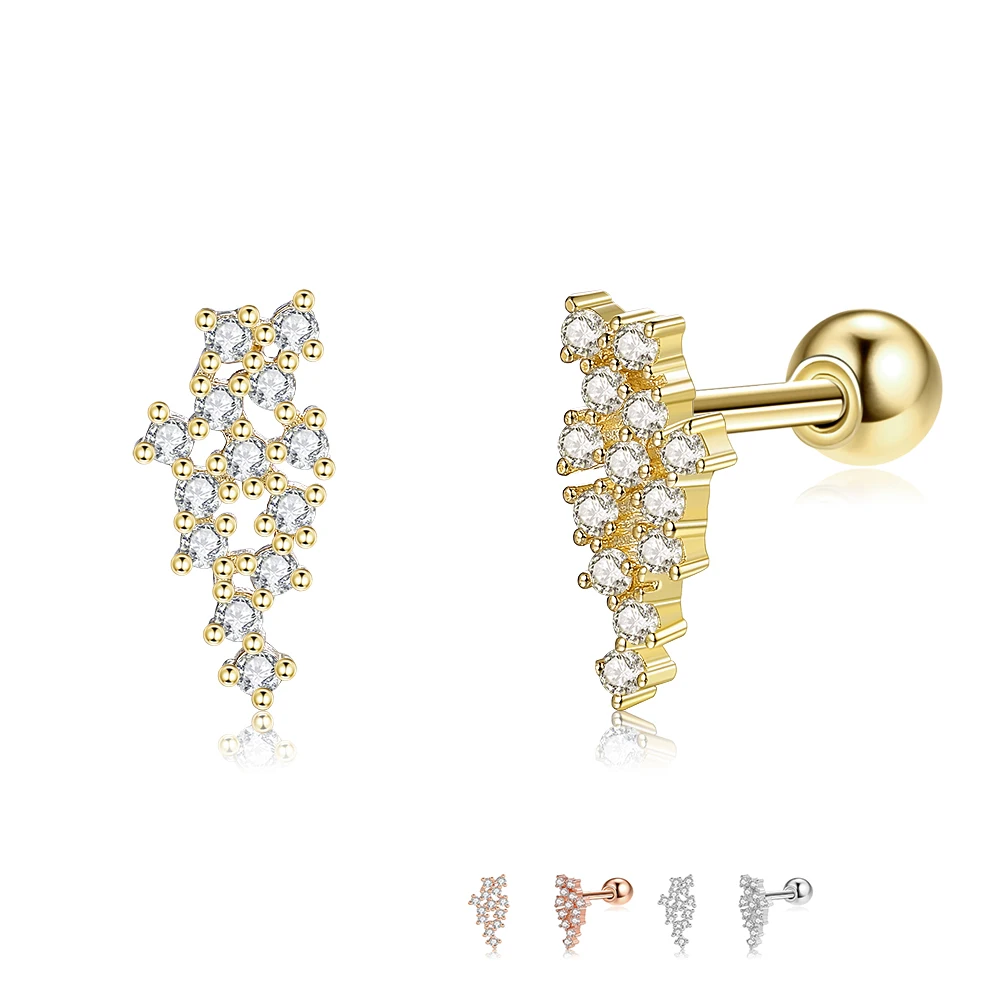 

ZEMIOR 925 Sterling Silver Gold Color Honeycomb Stud Earrings For Women Full Cubic Zirconia Small Earring Luxury Fine Jewelry