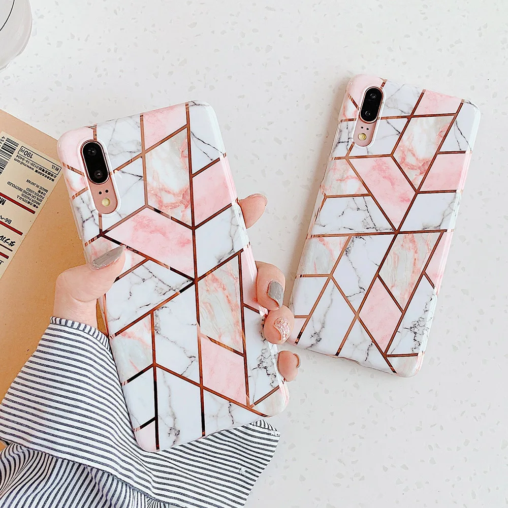 Чехлы для телефонов LOVECOM с геометрическим мрамором и текстурой для huawei mate 30 P30 P20 Pro Lite mate 20 Lite мягкая задняя крышка с гальваническим покрытием IMD