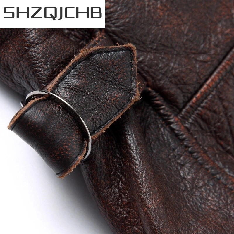 

JCHB 2021 Brown Vintage Cowhide Jacket Male Autumn Genuine Real Natural Cow Leather Coat Men Motorcycle Cowskin Leather Overcoat