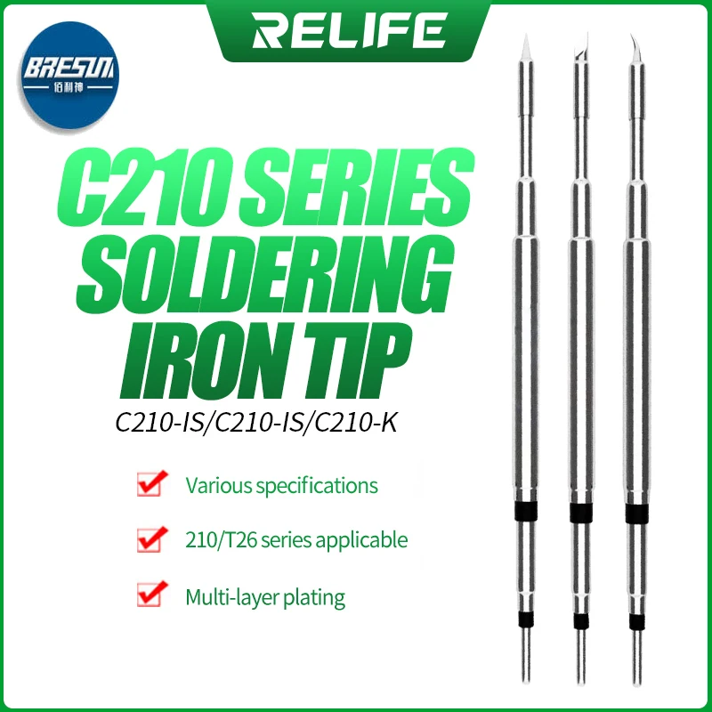 

RELIFE RL-C210 Universal Soldering Iron Tips Solder Iron Sting for Jabe JBC C210 Sugon T26 T26D Welding Iron Handle Power Tools