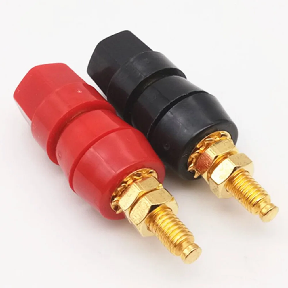 2pcs/set Binding Post Adapter Amplifier Terminal Home Connector Socket Plug Easy To Use Speaker Power Audio Jack Black And Red |