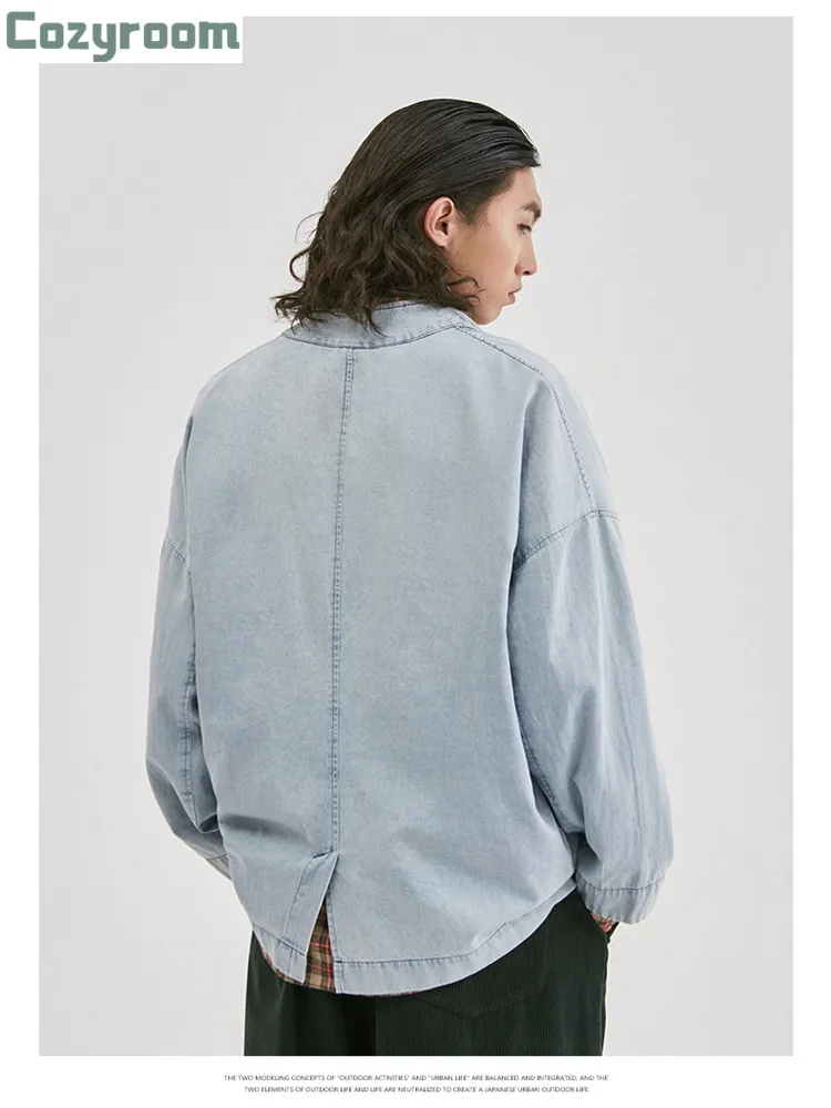 

2021 Spring and Autumn Chinese Style Cartoon Embroidery Loose Old Denim Vintage Road Robe Couple Jacket Men and Women