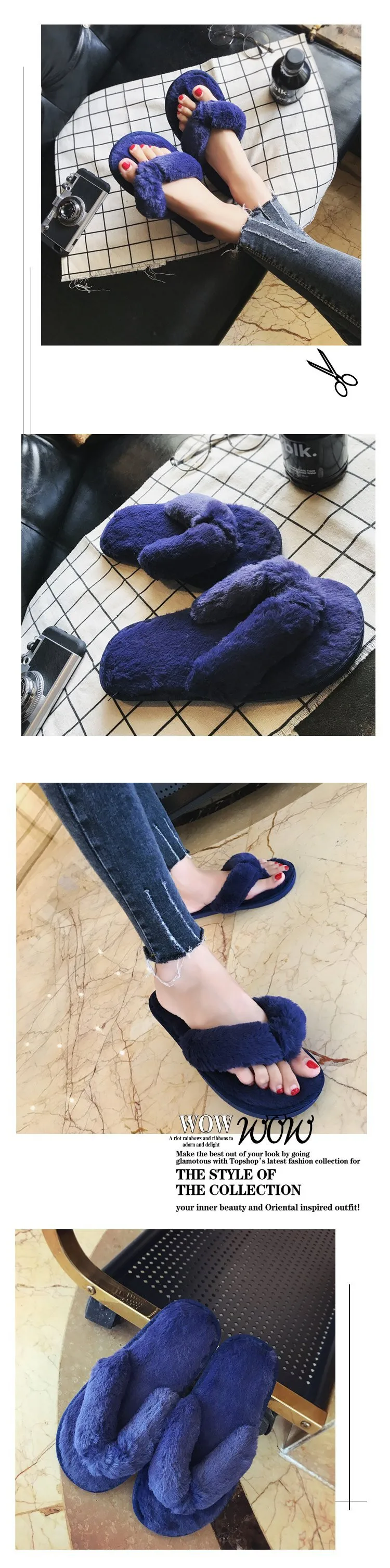 Женские зимние теплые хлопковые тапочки; модные Pantufa; черный плюшевый Вьетнамки; женские меховые шлепанцы; женские пушистые домашние меховые Тапочки