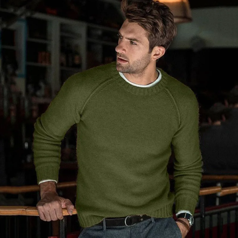 Zimaes-Men Long Sleeve Autumn Knit Plus Size Casual Stripes Sweater
