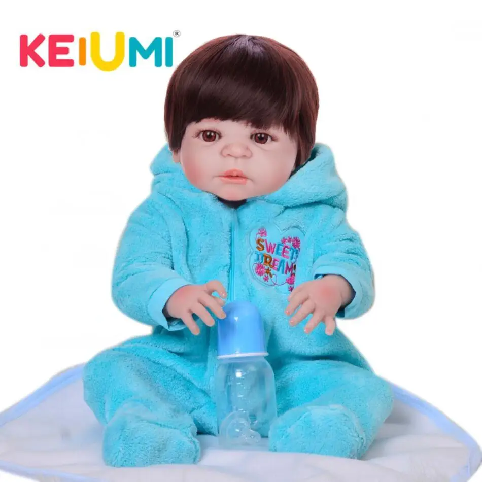 KEIUMI True To Life силиконовые куклы Reborn Baby 23 ''полностью виниловые Boneca Reborn Menino для малышей Playmates модные золотые волосы - Цвет: brown hair