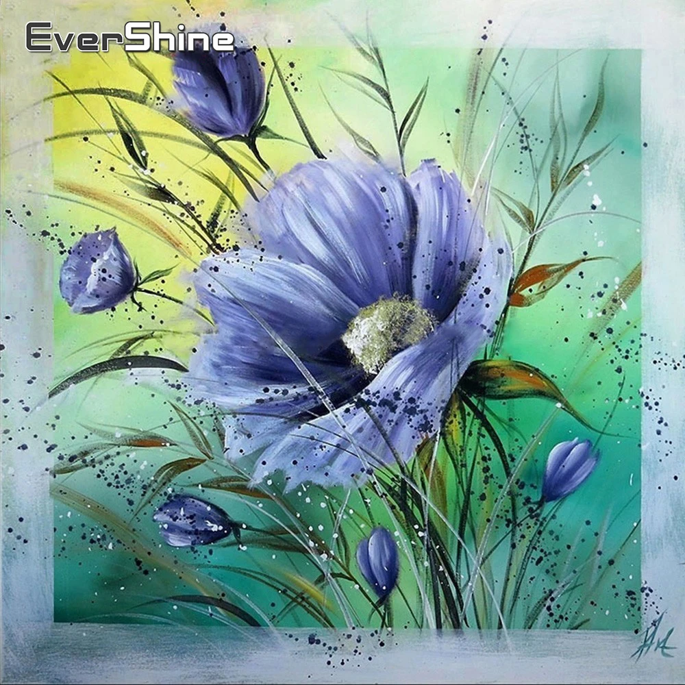 

EverShine 5D Diamond Painting Full Drill Square Flowers Cross Stitch Diamond Embroidery Full Mosaic Kits Art Home Decoration