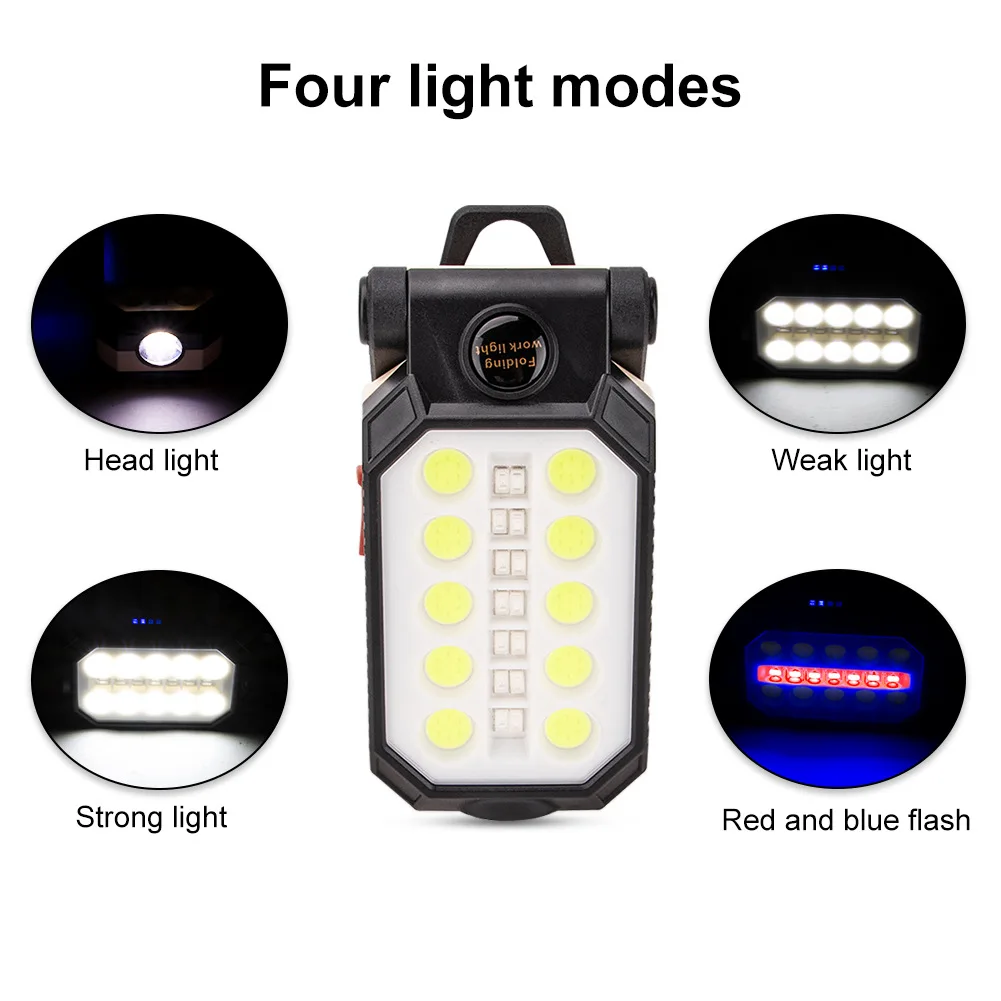 COB Work Light Portable LED Flashlight USB Rechargeable Adjustable Waterproof Camping Lantern Magnet Design with Power Display | Лампы и