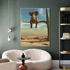 Настенные картины со смешным слоном на дереве, современные настенные картины, скандинавские плакаты и принты, домашний декор, декор для детской комнаты