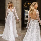 BAZIIINGAAA простое свадебное платье из тафты Элегантное свадебное платье невесты с v-образным вырезом и кружевной аппликацией размера плюс Весна 2021 Robe De Mariee