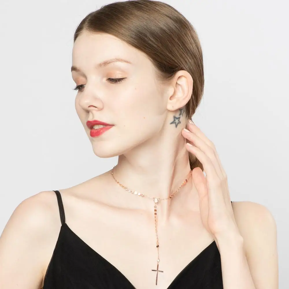 Цепочка Женская длинная из серебра 925 пробы с фианитом 3 А|Ожерелья| |