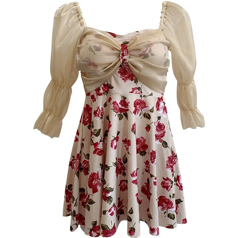 

2021 new Korea Ins Swarfs ladies in the suckle suckle Japanese slim shredded flowers