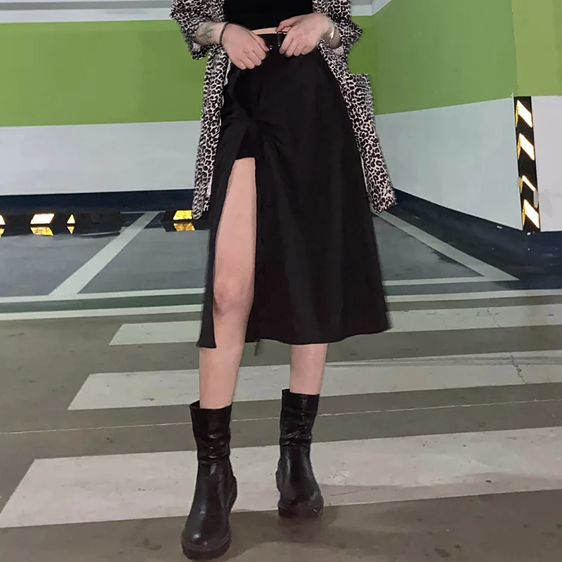 Высокая талия Y2k трапециевидной формы миди Harajuku юбка для женщин 2020 уличная