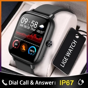 lige new men smart watch wristband men women sport clock heart rate monitor sleep monitor bluetooth call smartwatch for phone free global shipping