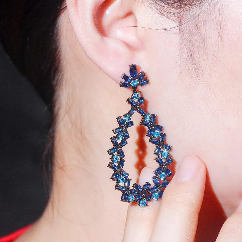 

fashion blue flower earring for women