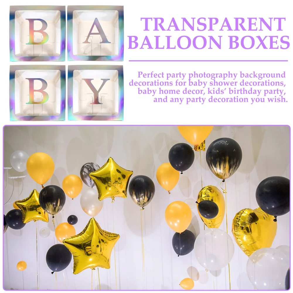 

1 Set Baby Shower Party Decoration Silver Square Balloon Box with BABY Letters