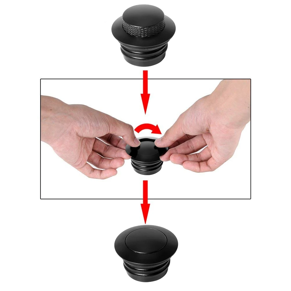 Motorcycle Pop Up Gas Cap Right Hand Thread Reservoir Fuel Tank Black/Chrome For Harley Touring Dyna Softail Sportster XL |