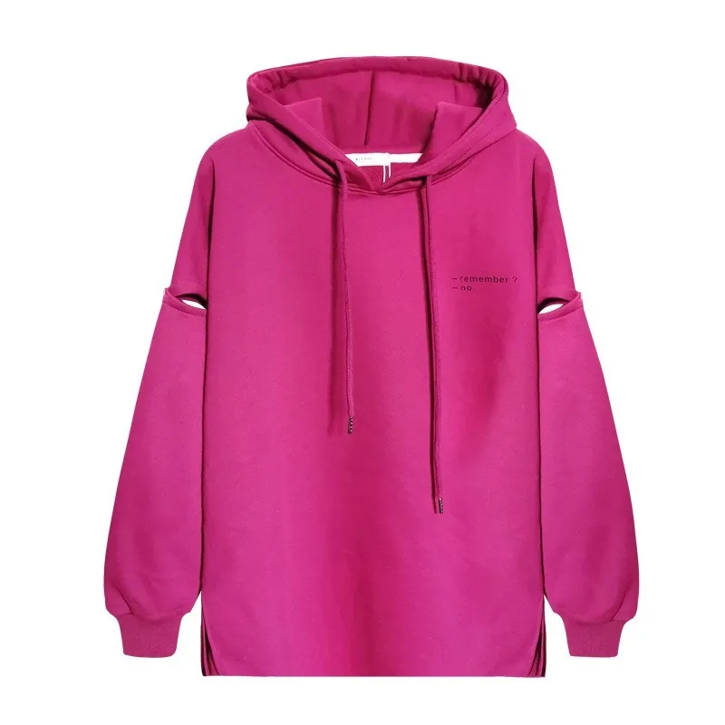 

Solid Color Letter Printed Top for Women 2020 Spring and Autumn New Loose Slimming Casual Split Stitching Irregular Hooded Top