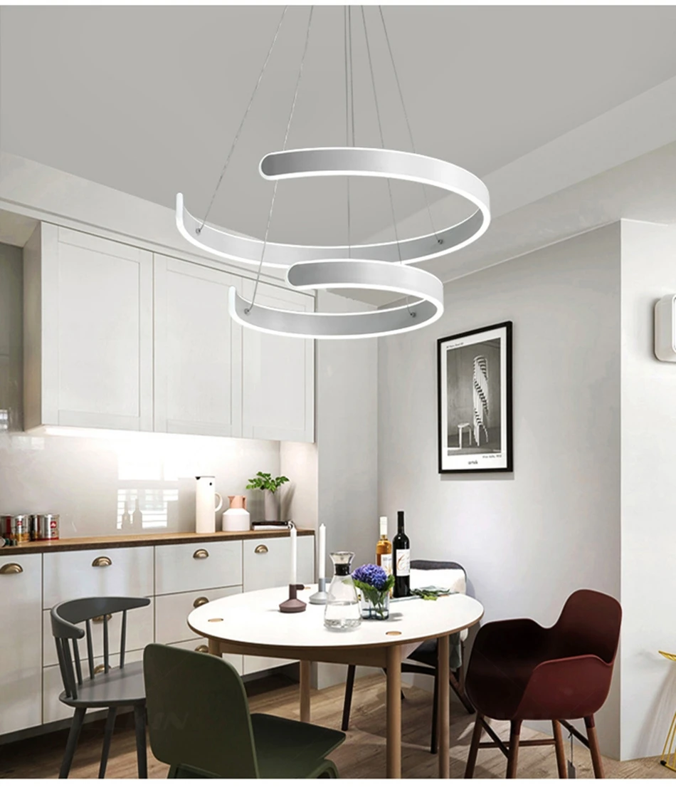 

LED Chandeleir Bedroom Kitchen Dining room Studio luminaires suspendus Vintage Loft Decor spiral staircase chandelier