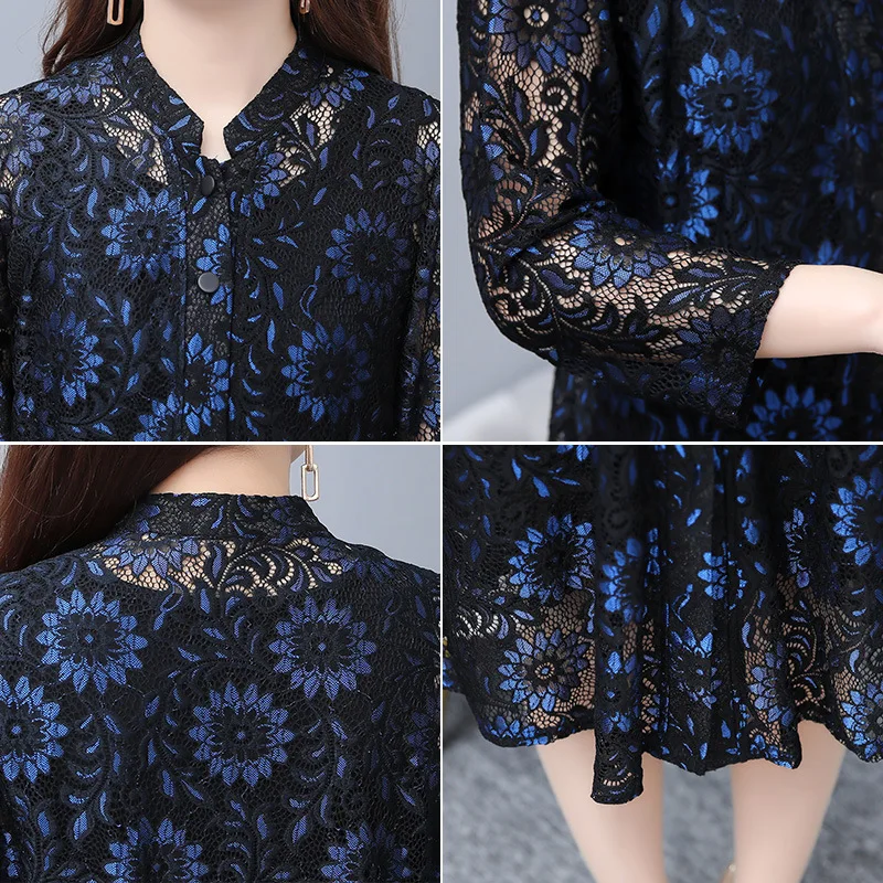 OHRYIYIE Plus Size 5XL Lace Hollow Out Cardigan Sweater Women Poncho 2019 Summer Fashion Floral Print Knitted Pull Femme |